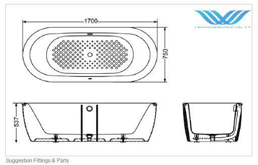Bồn Tắm Toto FBYN1716CPTE – Đặt Sàn Có Yếm