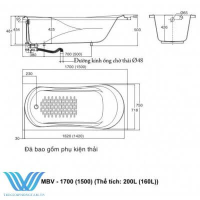 bồn tắm MBV-1500 Xây Galaxy
