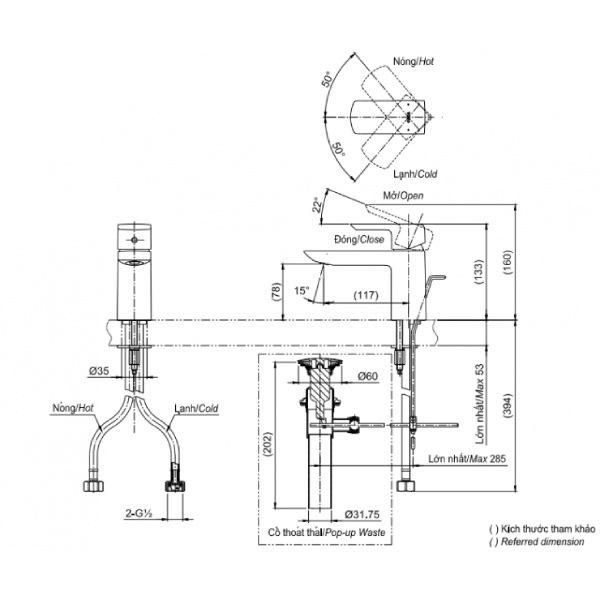 Vòi lavabo TOTO TLG02301V nóng lạnh