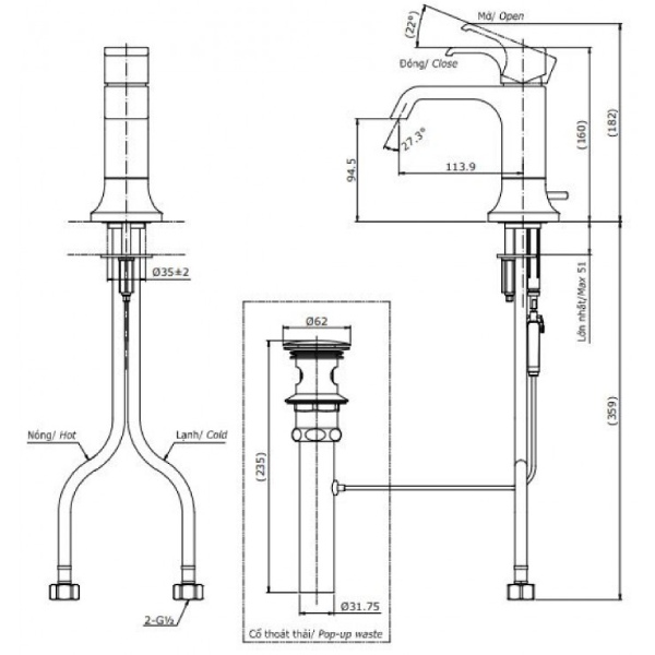Vòi lavabo TOTO TLG08301V nóng lạnh