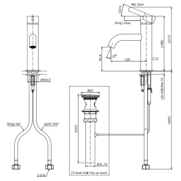 Vòi lavabo TOTO TLG11301V nóng lạnh