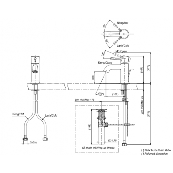 Vòi Lavabo TOTO TLS02301V Gật Gù Nóng Lạnh 3 Vòi lavabo TOTO TLS02301V gật gù nóng lạnh