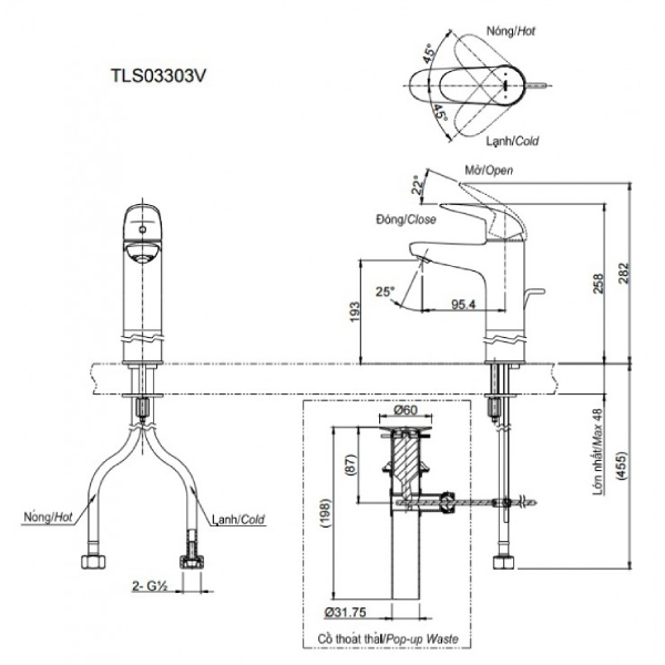 Vòi lavabo nóng lạnh TOTO TLS03303V