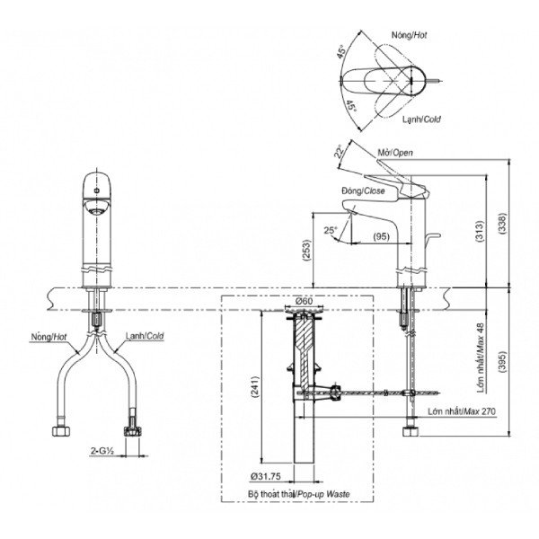 Vòi lavabo TOTO TLS04306V nóng lạnh
