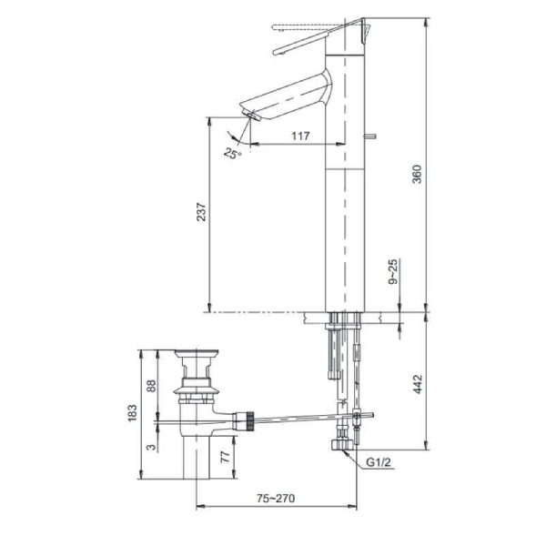 Vòi Lavabo TOTO TS240AY Nóng Lạnh 3 Vòi lavabo TOTO TS240AY nóng lạnh