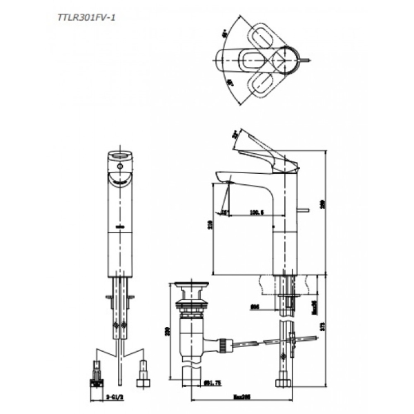 Vòi lavabo Toto TTLR301F-1RR nóng lạnh