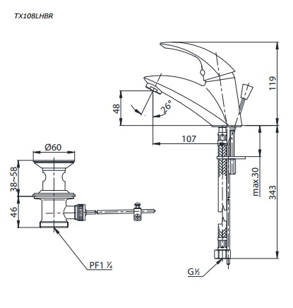 Vòi lavabo TOTO TX108LHBR nóng lạnh