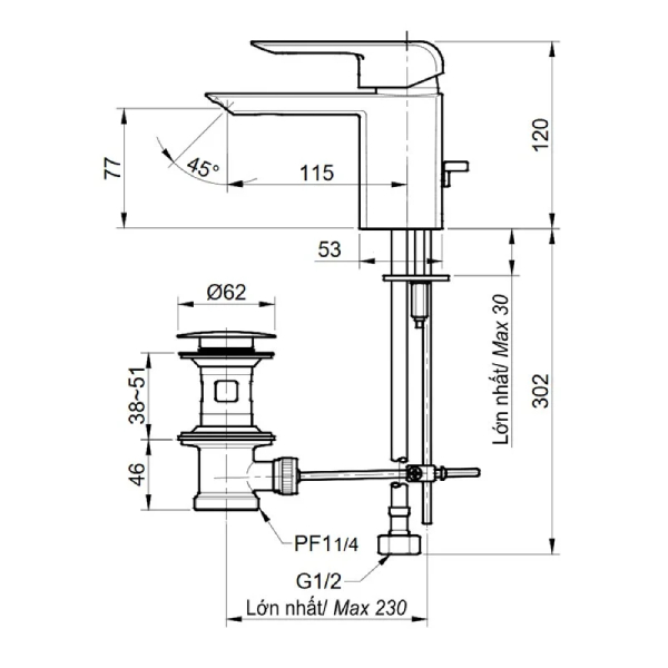 Vòi Lavabo Toto TX115LKBR Nóng Lạnh