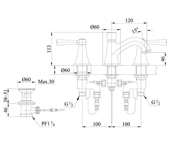 Vòi lavabo TOTO TX103LG nóng lạnh