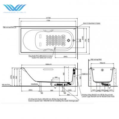 Bồn Tắm Toto PAY1710HV/TVBF411 Nhựa 3 Bồn Tắm Toto PAY1710HV/TVBF411 Nhựa