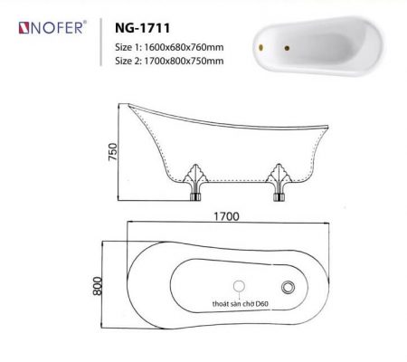 Bồn Tắm Nofer NG-1711