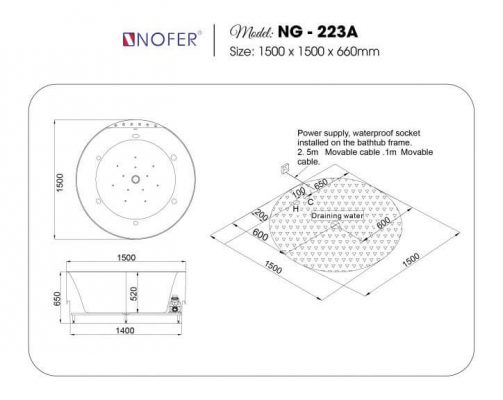 Bồn Tắm Nofer NG-223A 3 Bồn Tắm Nofer NG-223A