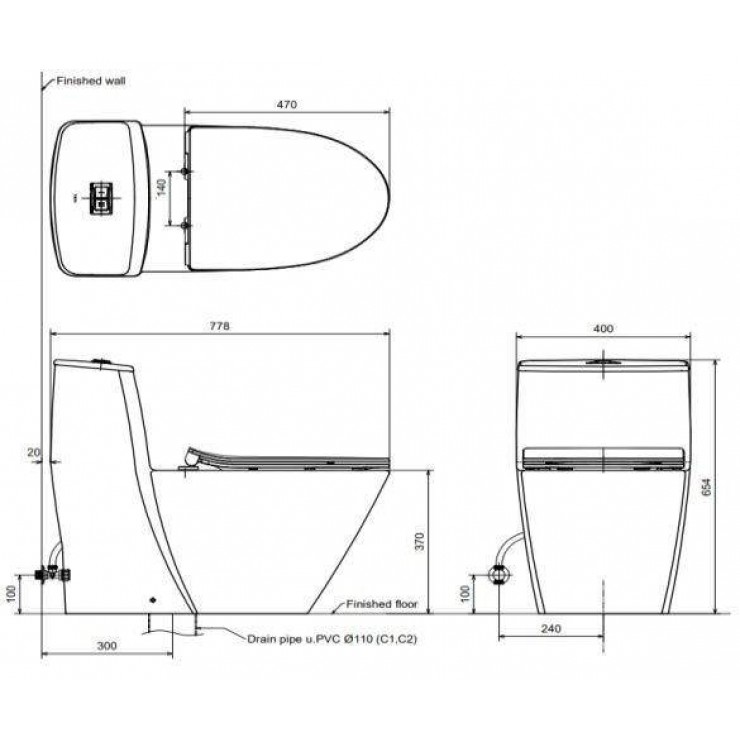 Bồn Cầu 1 Khối Inax AC-919R+CW-S32VN Nắp Rửa Cơ 3 Bồn cầu 1 khối Inax AC-919R+CW-S32VN nắp rửa cơ
