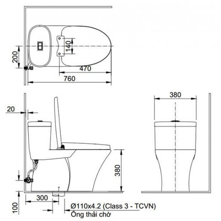 Bồn Cầu 1 Khối Inax AC-959A+CW-S32VN Nắp Rửa Cơ 3 Bồn cầu 1 khối Inax AC-959A+CW-S32VN nắp rửa cơ