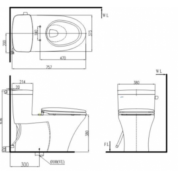 Bồn Cầu 1 Khối Inax AC-991VRN 3 Bồn cầu 1 khối Inax AC-991VRN