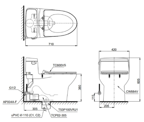Bồn cầu Toto MS884T8