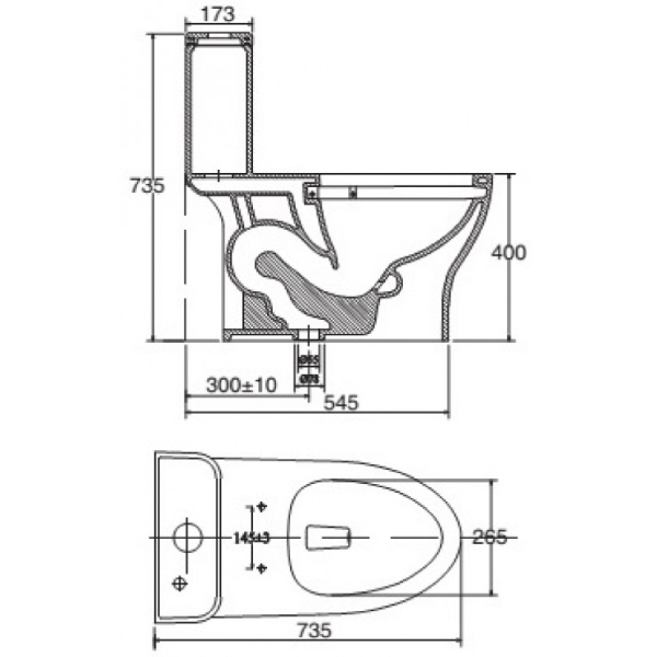Bồn cầu 1 khối Viglacera V63 + vòi xịt VG826