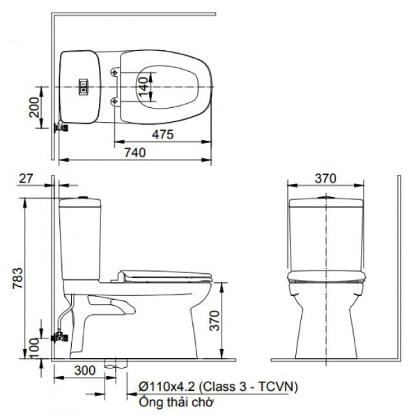 Bồn cầu 2 khối Inax AC-808VN