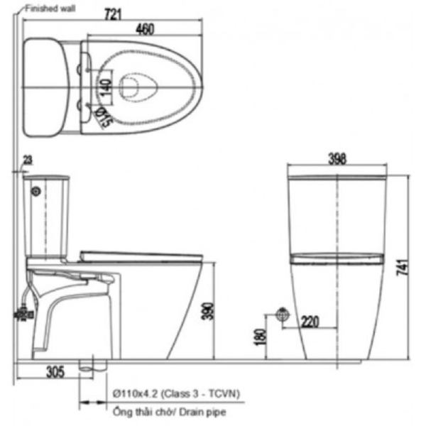Bồn Cầu 2 Khối Inax ACT-602VN 3 Bồn cầu 2 khối Inax ACT-602VN