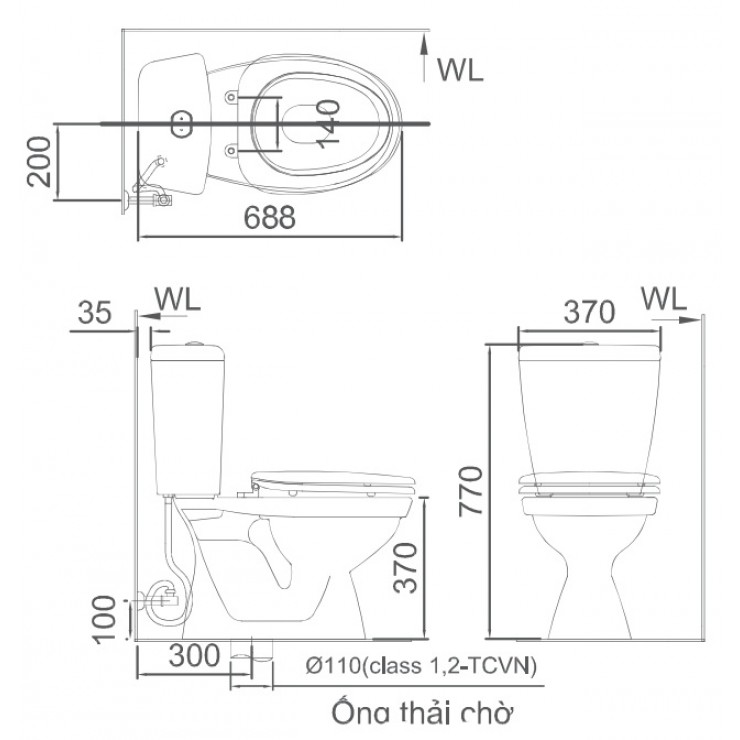 Bồn Cầu 2 Khối Inax C-108VA