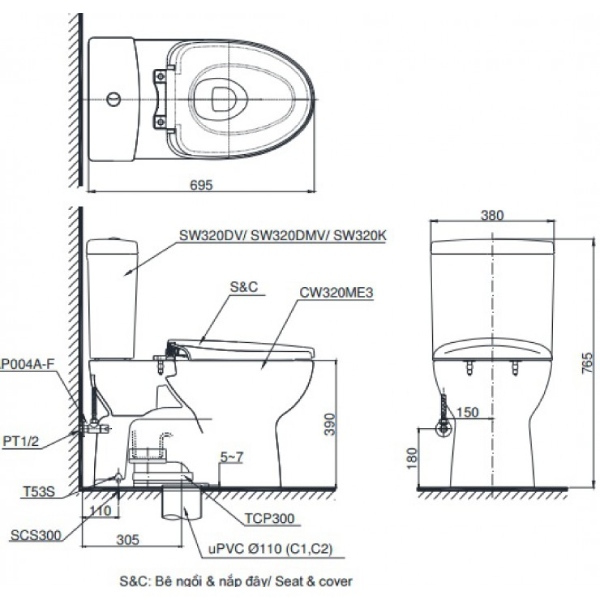 Bồn cầu Toto CS320DRT2