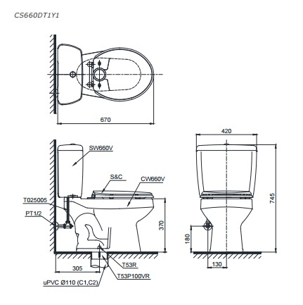 Bồn cầu Toto CS660DT1Y1