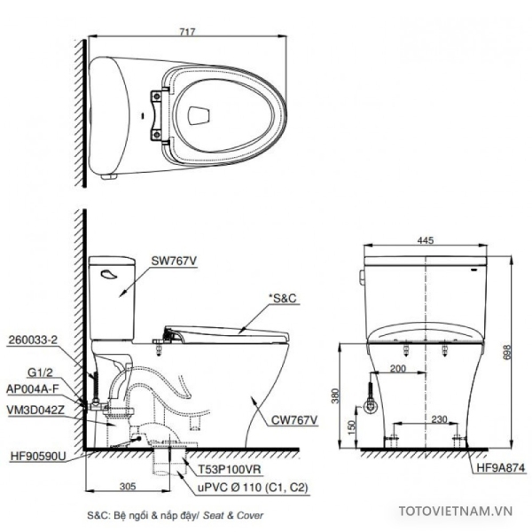 Bồn cầu 2 khối ToTo CS767E2
