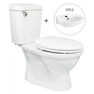 Bồn Cầu 2 Khối Viglacera VI77 Kèm Lavabo VTL2
