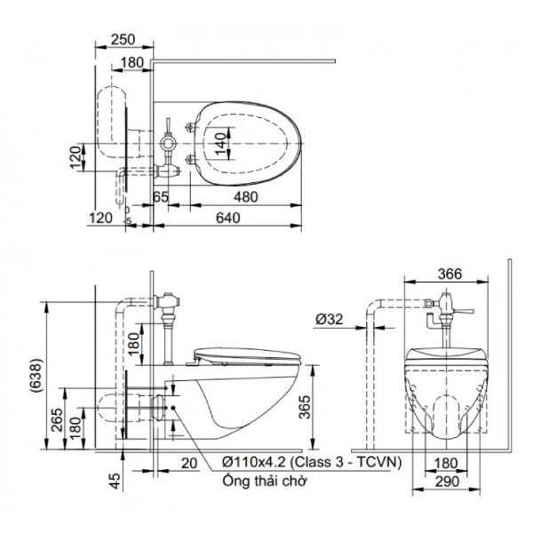 Bồn cầu treo tường INAX AC-22PVN