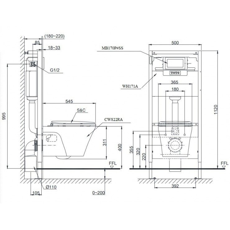 Bồn cầu Toto treo tường Toto CW822NJWS/MB174P/WH172A