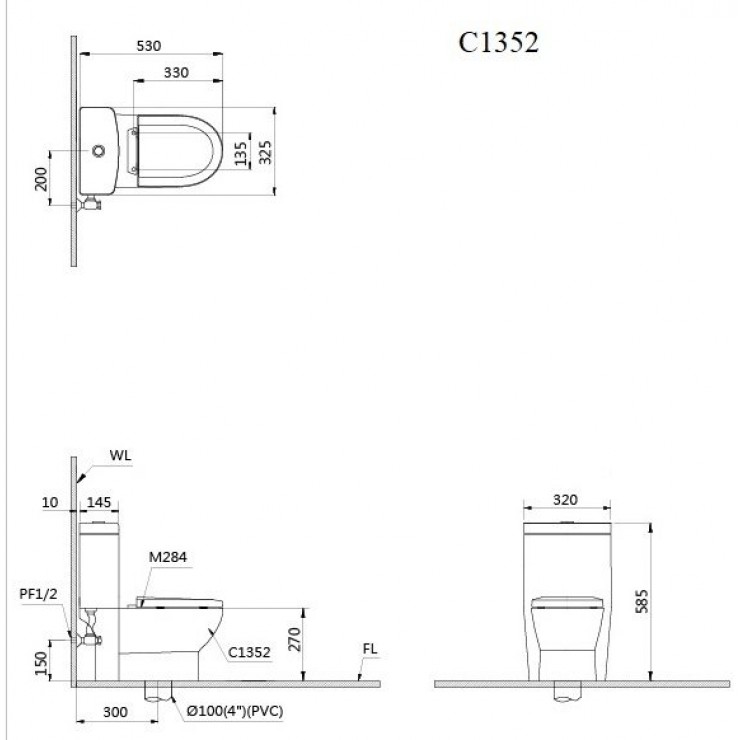 Bồn Cầu 1 Khối Caesar C1352 Trẻ Em 4 Bồn Cầu 1 Khối Caesar C1352