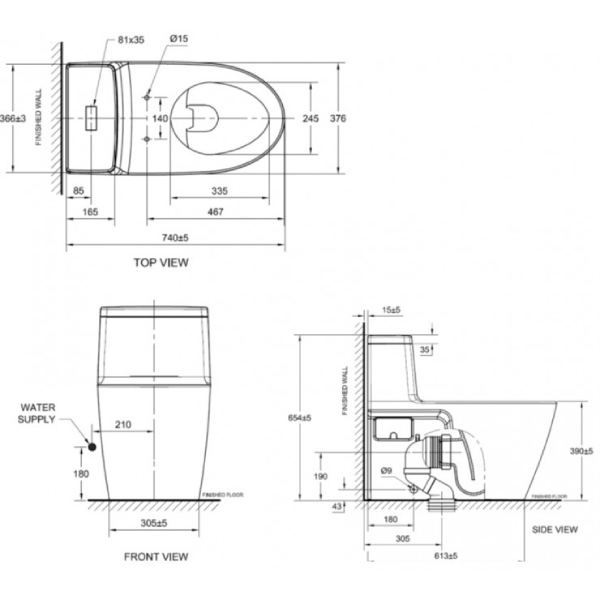 Bồn cầu 1 khối American Standard 2007-WT