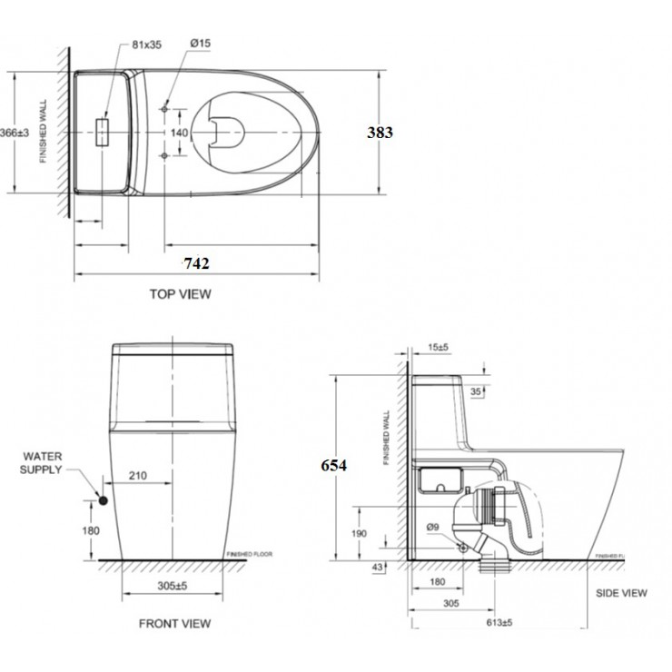 Bồn Cầu 1 Khối American Standard VF-1808 dòng Acacia