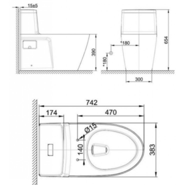 Kích thước Bồn Cầu 1 khối American Standard VF-1808ET