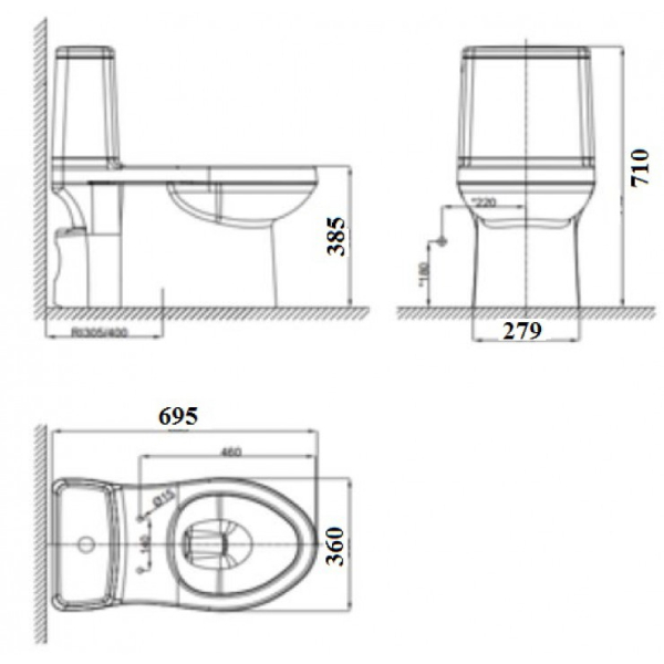 Bồn cầu 1 khối American Standard VF-1858 dòng Cozy