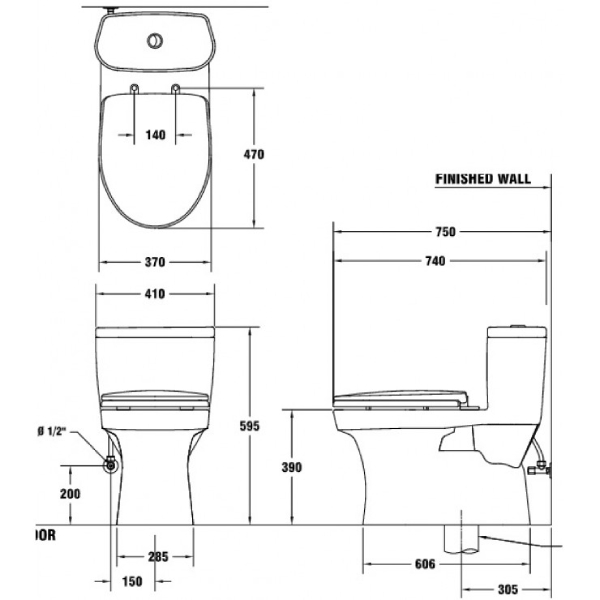 Bồn cầu 1 khối Cotto C1015 Macc