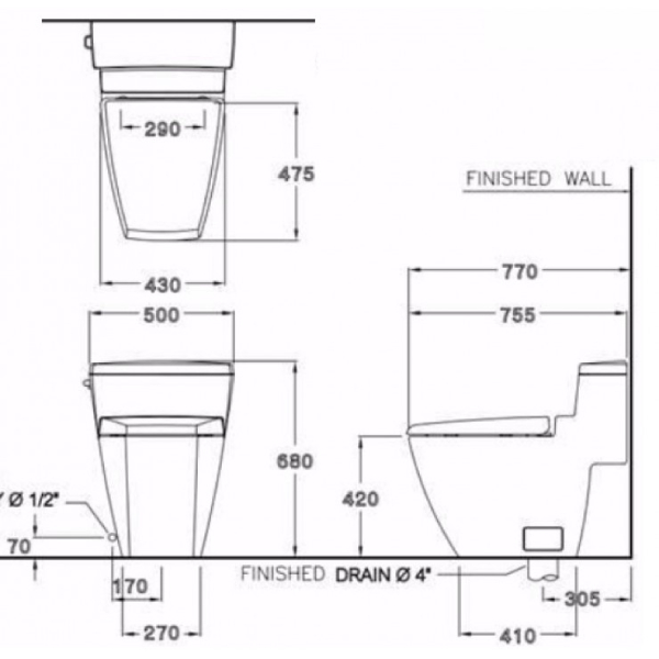Bồn Cầu 1 Khối Cotto C10187 Hercules 3 Bồn cầu 1 khối COTTO C10187 Hercules
