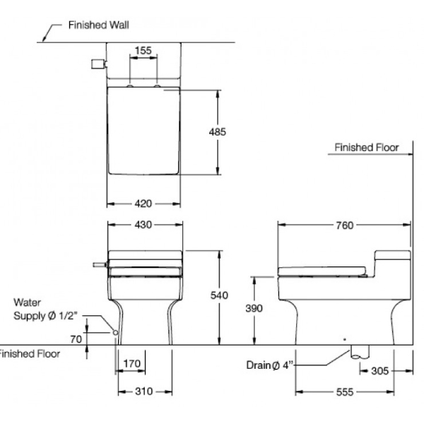 Bồn Cầu 1 Khối Cotto C10317 Quado 3 Bồn cầu 1 khối COTTO C10317 Quado