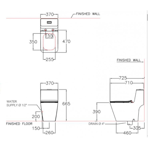 Bồn cầu 1 khối Cotto C10327 Quado