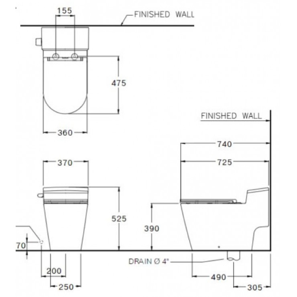 Bồn cầu 1 khối COTTO C103347 Simply Connect