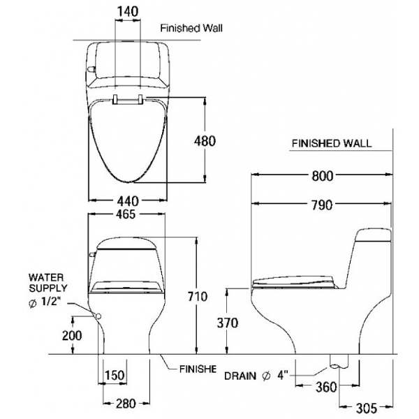 Bồn Cầu 1 Khối Cotto C1046 Astoria 3 Bồn cầu 1 khối COTTO C1046 Astoria