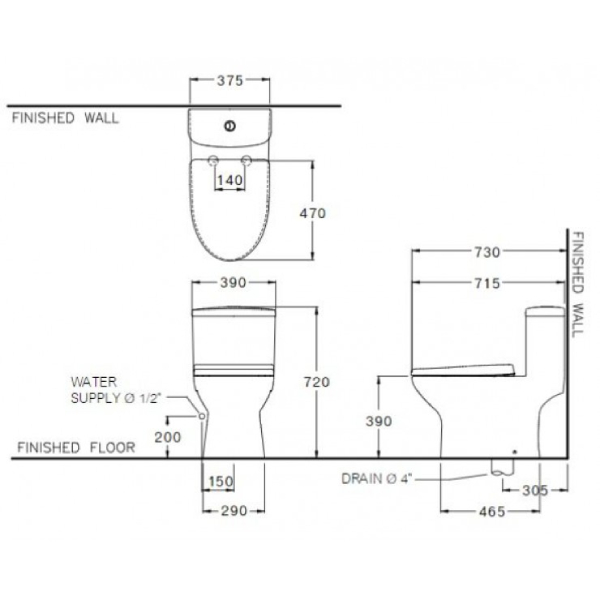 Bồn cầu 1 khối COTTO C105337