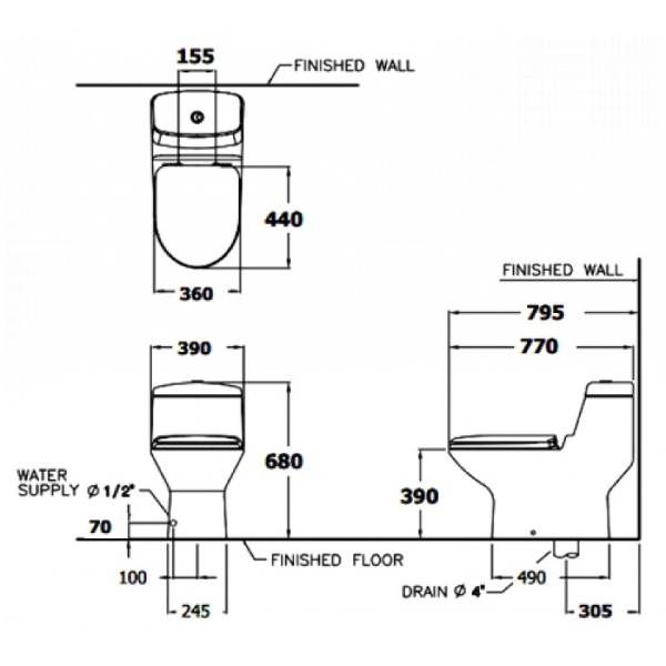 Bồn cầu 1 khối COTTO C1111 Victor