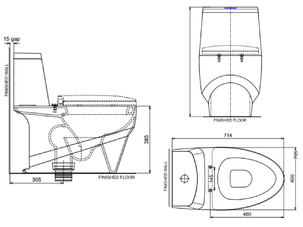 Bản vẽ kỹ thuật Bồn cầu 1 khối Hafele Saturn 588.64.460