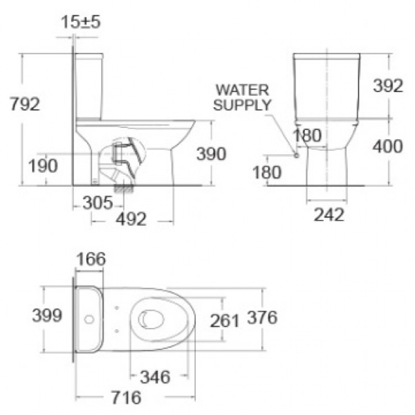 Bồn Cầu 2 Khối American Standard 2630-WT 3 Bồn cầu 2 khối American Standard 2630-WT