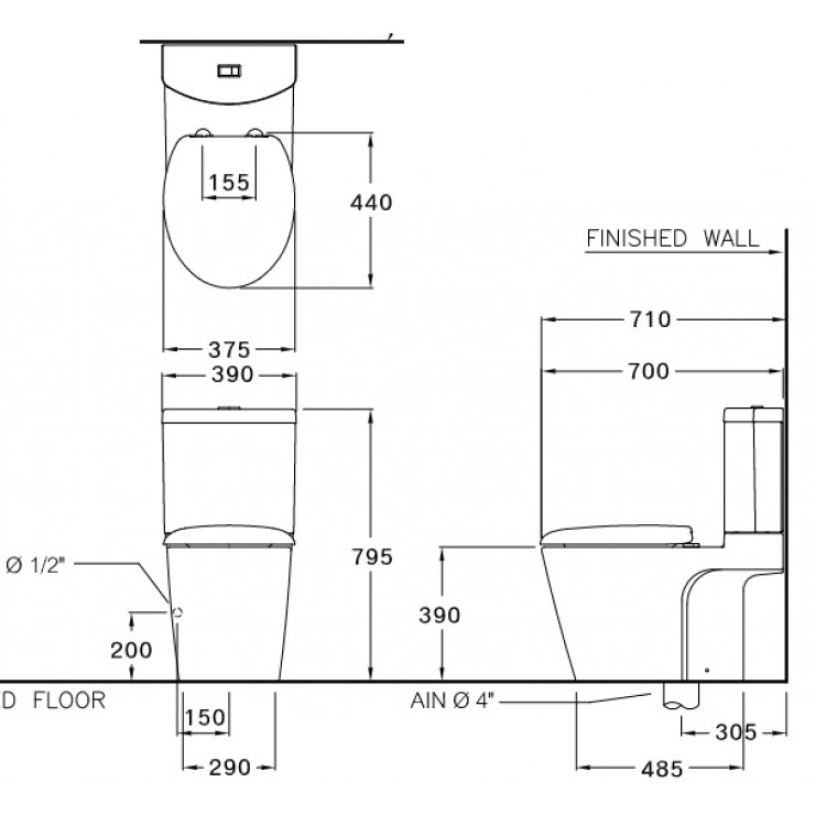 Bồn Cầu 2 Khối Cotto C12247 Unique II Nắp Êm 3 Bồn cầu 2 khối COTTO C12247 Unique II Nắp Êm