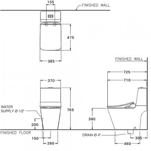 Bồn cầu 2 khối COTTO C12417 Simply Modish 