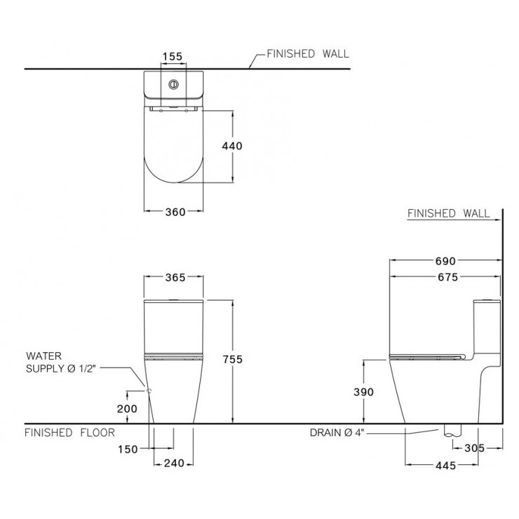 Bồn Cầu 2 Khối Cotto C125117 Simply Connect 3 Bồn cầu 2 khối Cotto C125117 Simply Connect