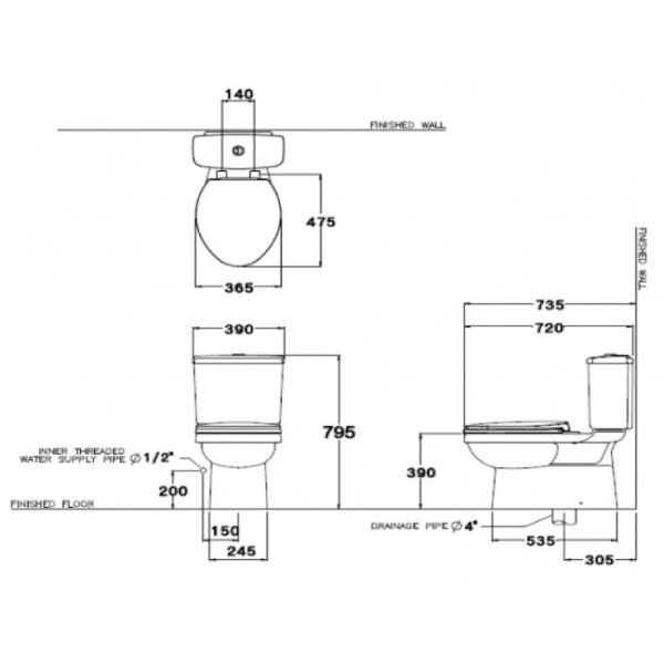 Bồn Cầu 2 Khối Cotto C13330 Sella 4 Bồn cầu 2 khối Cotto C13330 Sella