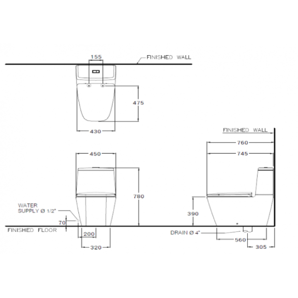 Bồn Cầu 2 Khối Cotto C135107 3 Bồn cầu 2 khối Cotto C135107